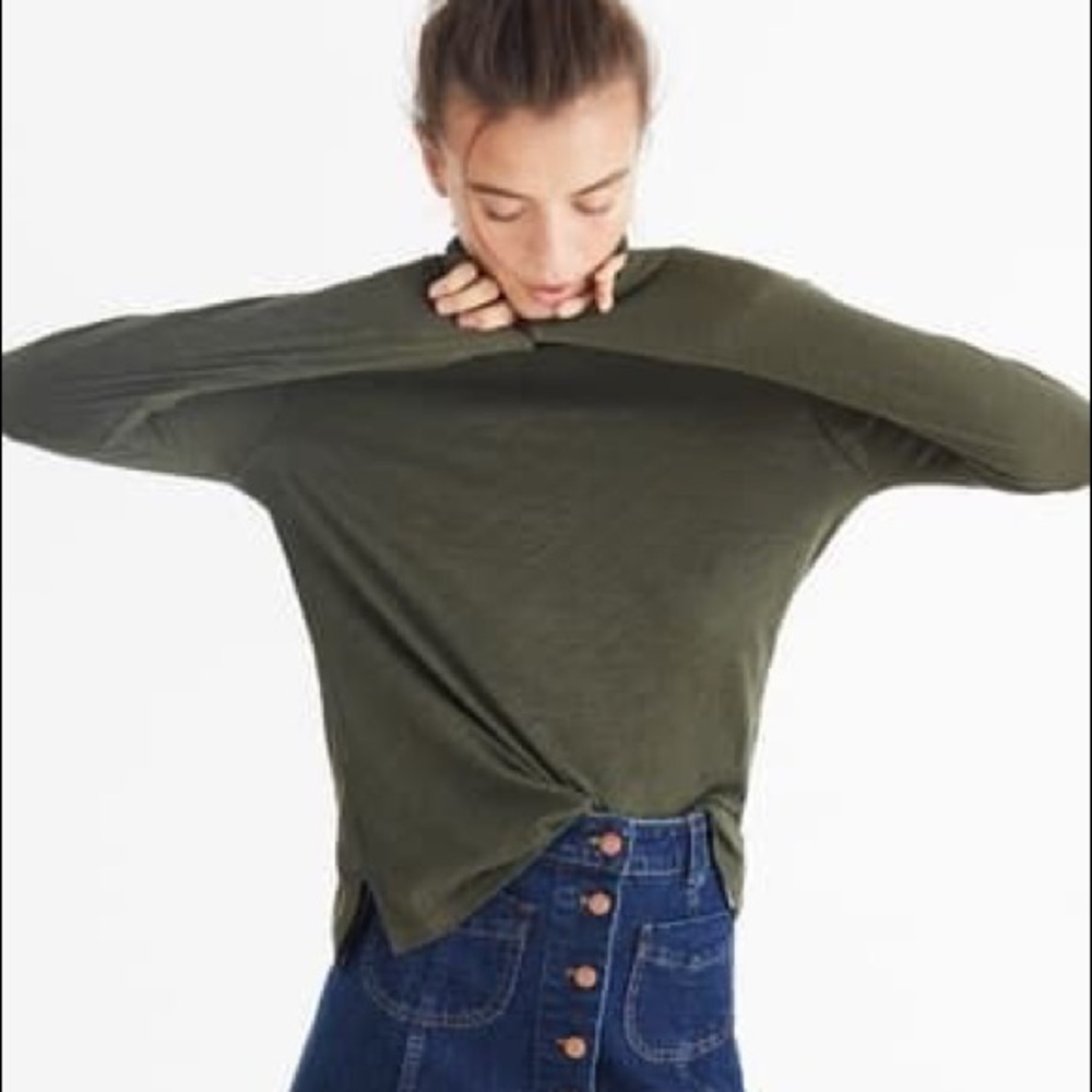 Madewell Whisper Cotton Turtleneck in Forest Moss
